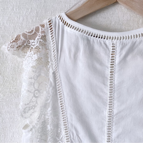 Mango Suit Drop Waist Dress Woman’s Size 2 Ivory White Lace Details Feminine - Picture 8 of 10